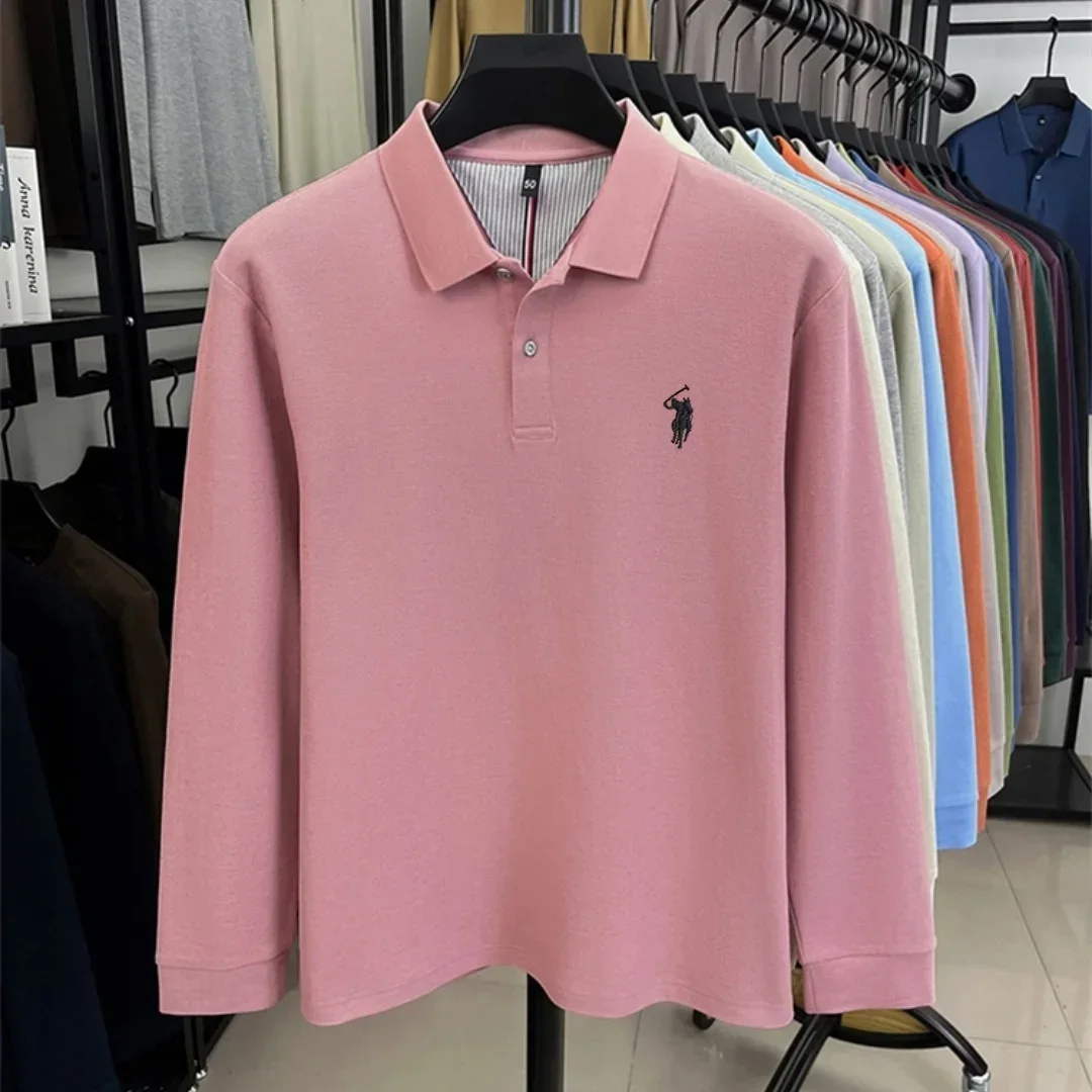 100 % reine Baumwolle, hochwertige Marke, Herren-Polohemd mit langen Ärmeln, Herbst-/Winterkollektion, modisches, luxuriöses Golfoberteil mit Stickerei, lässiges T-Shirt. – Detail 25
