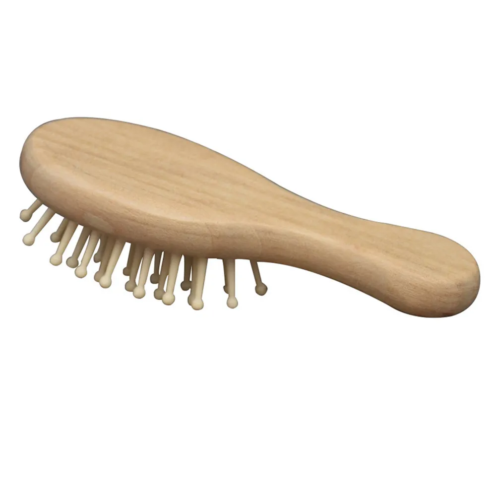 Wooden Massage Wood Massage Comb Hair Brush Scalp Massager Travel Combs Rubber Pad Detangle Stress Relief