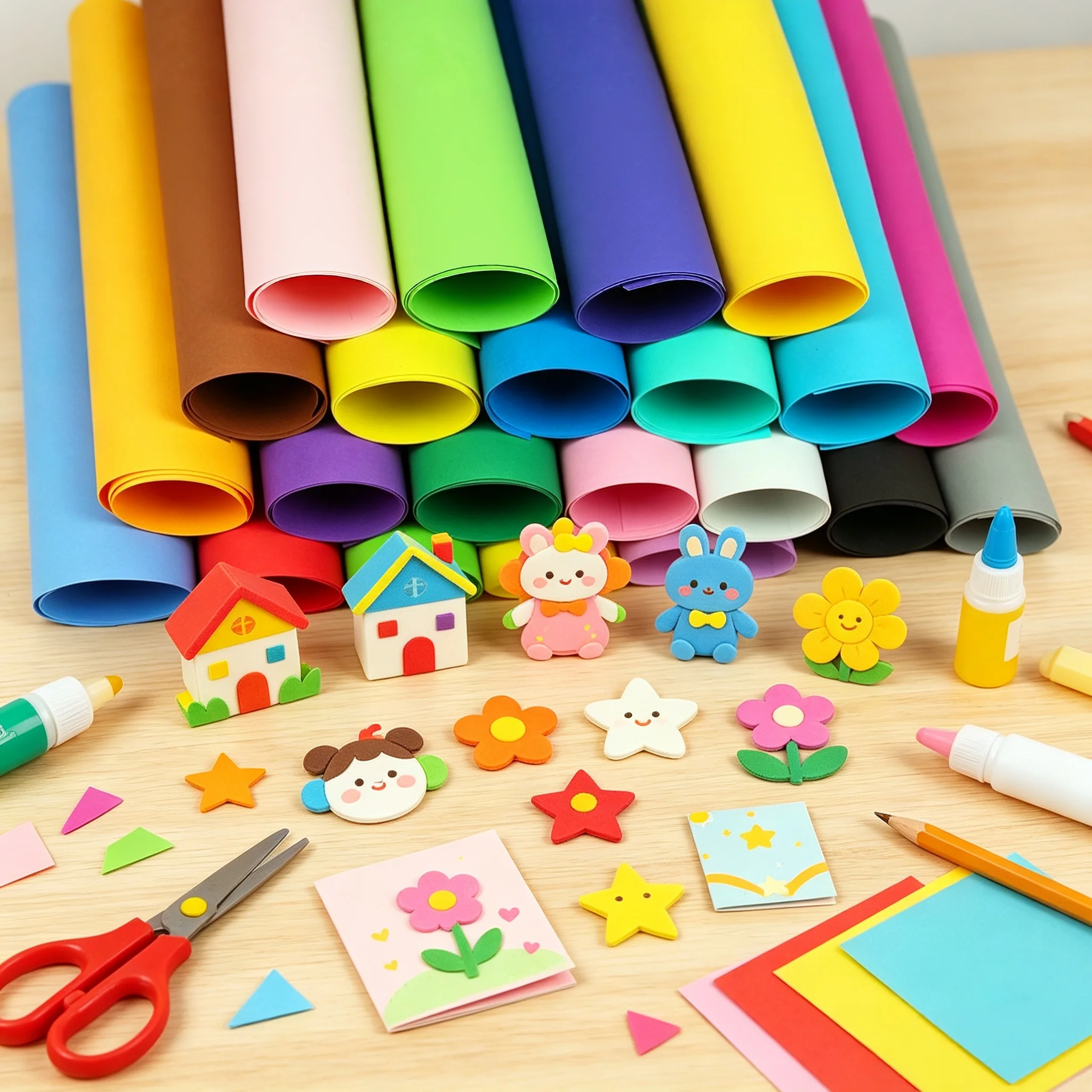 10pcs Colorful EVA Sheets Sponge Foam Paper Soft Craft Paper for Kids DIY Handmade Kindergarten Craft Cosplay Model Making