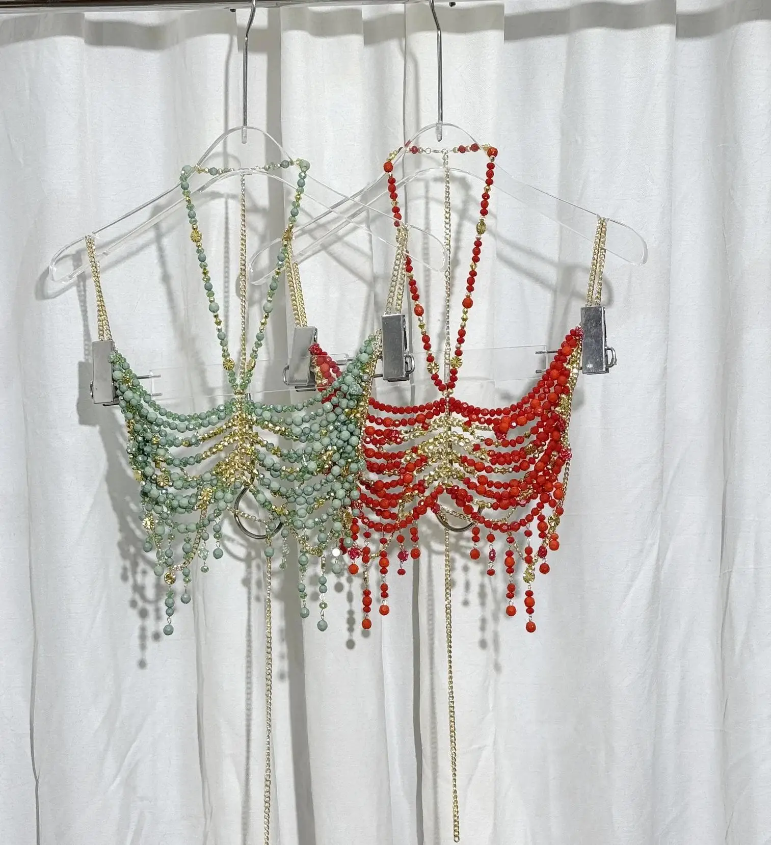 

Женская цепочка на тело с бисером и кисточками, ручной работы, для вечеринок, сексуальная, на грудь, для сцены, ночного клуба, пляжа