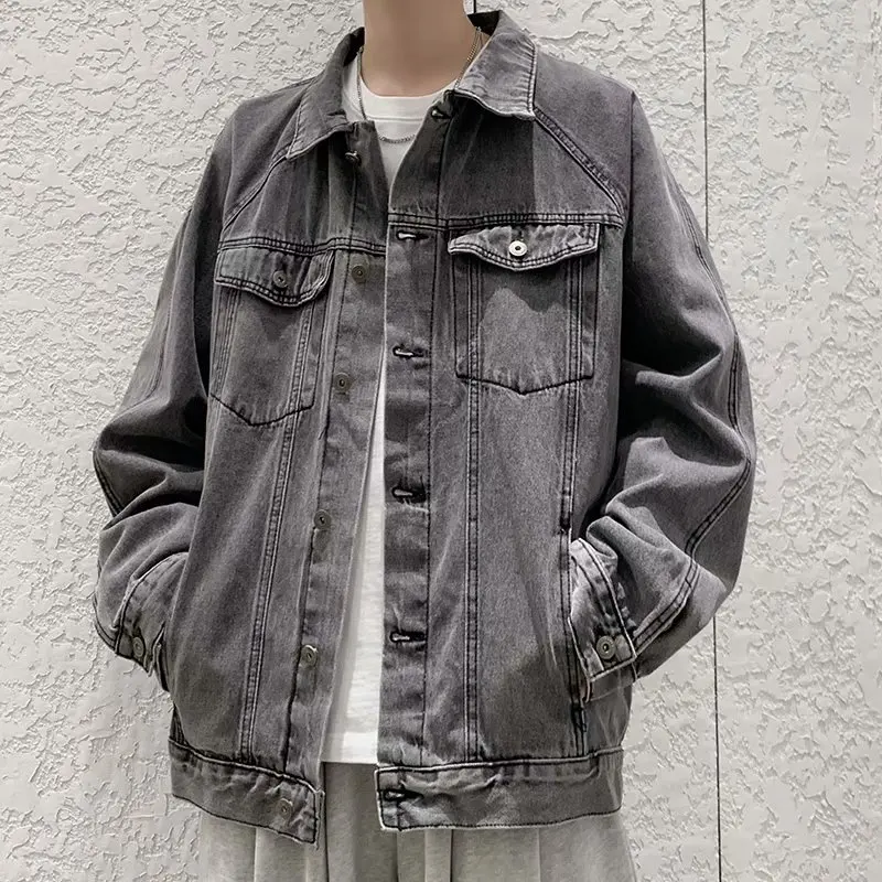 

Loose Fit Men's Workwear Jaet Autumn Winter Casual Harajuku Sle plus Size Denim Jaet Trendy And Haome Outerwear