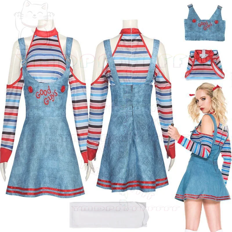 Anime Chucky Doll Cosplay Kostüm weiblich Zirkus Clown Kostüm Erwachsene Mädchen Kostüm Horror Geisterpuppe Clown Halloween Carni