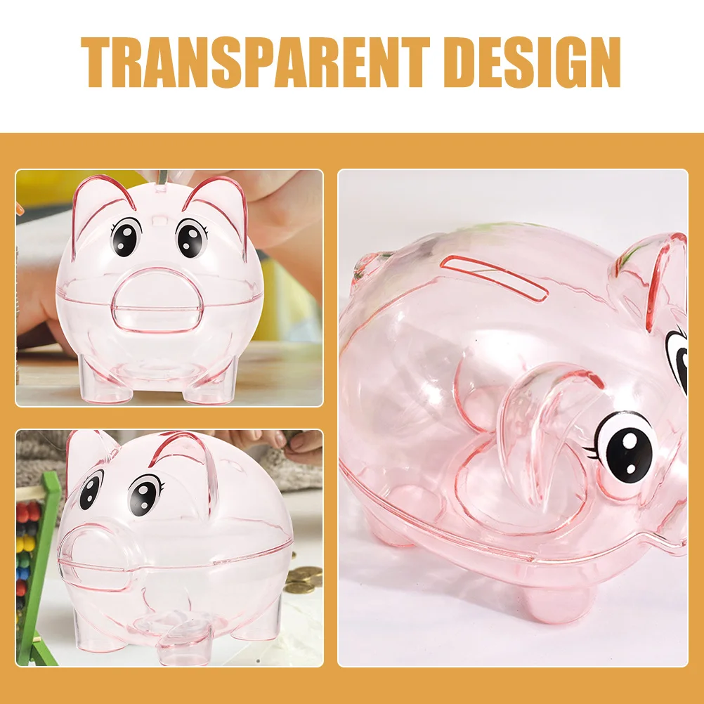 Bank Birthday Gift For Kids Clear Plastic Pig Shaped Coin Saving Pot Desktop Decorative Money Box Birthday Gift