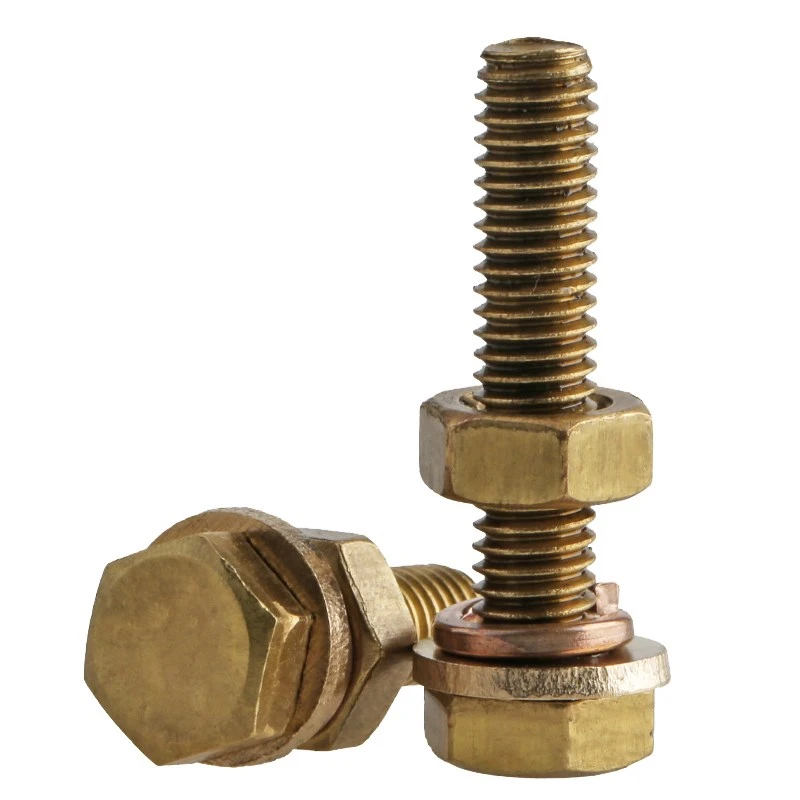 Brass copper hex socket bolt screw nut set M4 M5 M6 M8 M10 M12 Daquan extended screw flat pad spring washer Combination screws