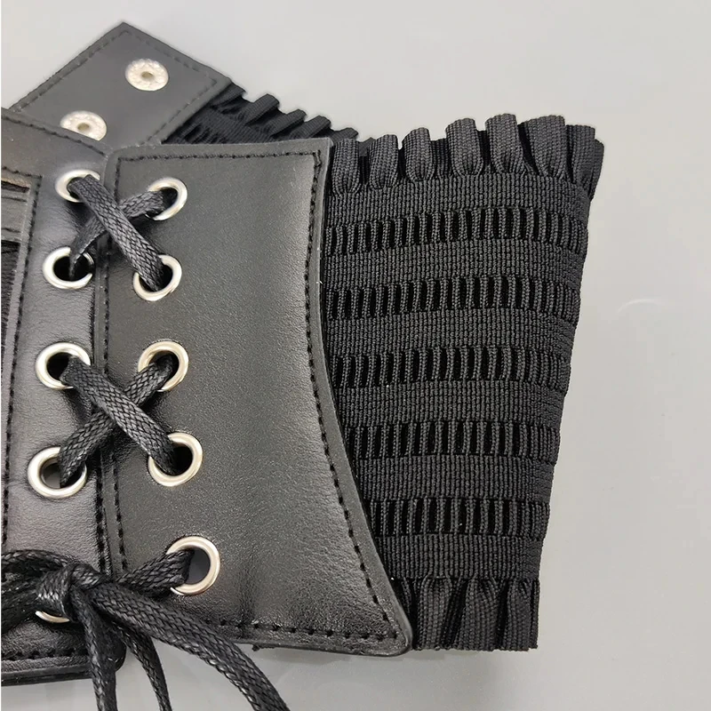 สุภาพสตรี Retro เข็มขัดรัดตัว Gothic Punk Tie เชือกลูกไม้ชุดรัดตัวเข็มขัดสีทึบแฟชั่นเข็มขัดกว้าง