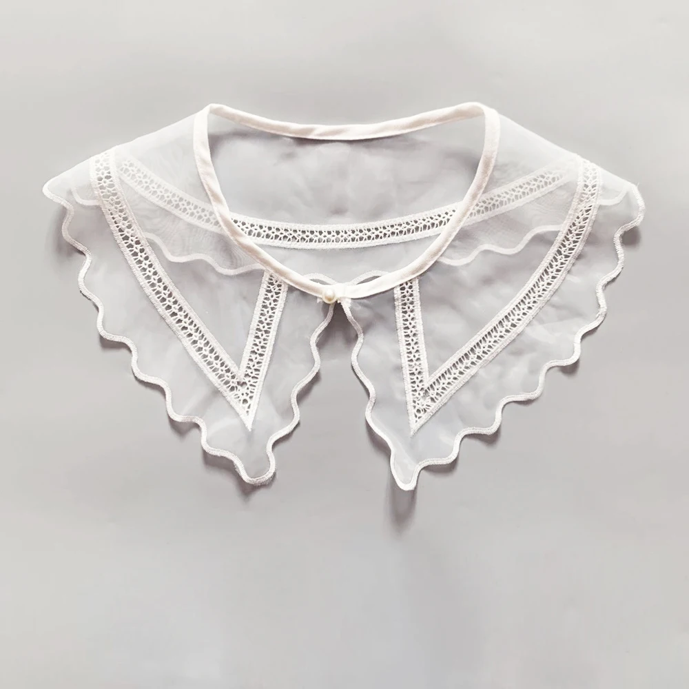 European And American Style New Translucent Shawl Doll Fake Collar Fashion Chiffon Embroidered Female Removable False Collar