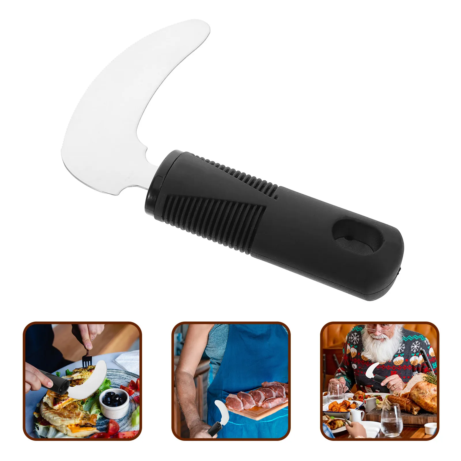 Stainless Steel Adaptive Eating Utensils Elderly Anti-Shake Steak Cutter for Independent Feeding Rehabilitation Aid