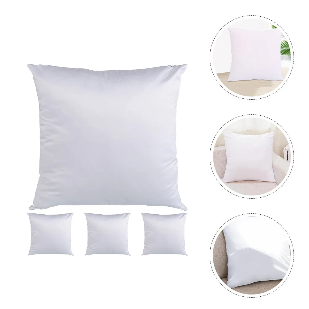 4Pcs Sublimation Pillowcases White Soft Polyester 18x18 Invisible Zipper Multi-Purpose Throw Pillow Covers Blank Heat Transfer