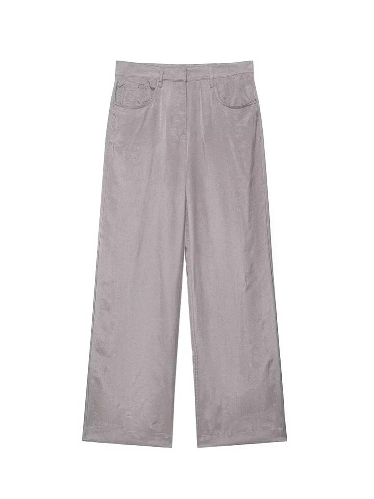 Damski zestaw: kurtka bomberka, spodnie, styl casual, rękaw latarnia, oversize, zapinana na zamek, vintage, jednolite, proste spodnie, jesień, cienki, streetwear