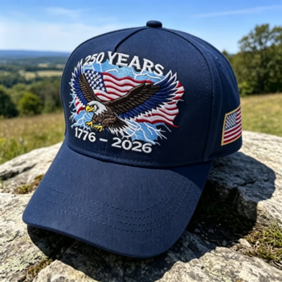 250th Anniversary Hat of the Founding of the United States - White-headed Eagle Baseball Cap with Embroidered American Flag