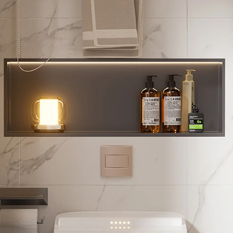 Horizontal lamp stainless steel niche bathroom recessed vanity metal toilet shower room baffle rack