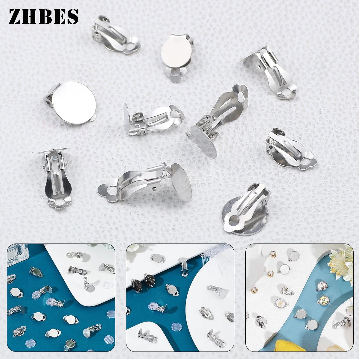 

10pcs/lot Stainless Steel Ear Clip Cabochon Blank Base Settings Fit 8/10/14mm DIY Earring Jewelry Making Findings Accessories