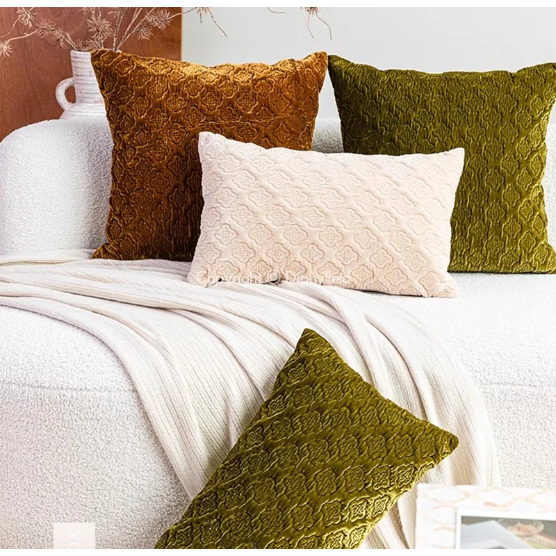 Diphylleia Sumptuous Velvet Cushion Cover Luxurious Burnt Orange Vintage Floral Embossed Pillow Case 50x50cm Designer Home Decor