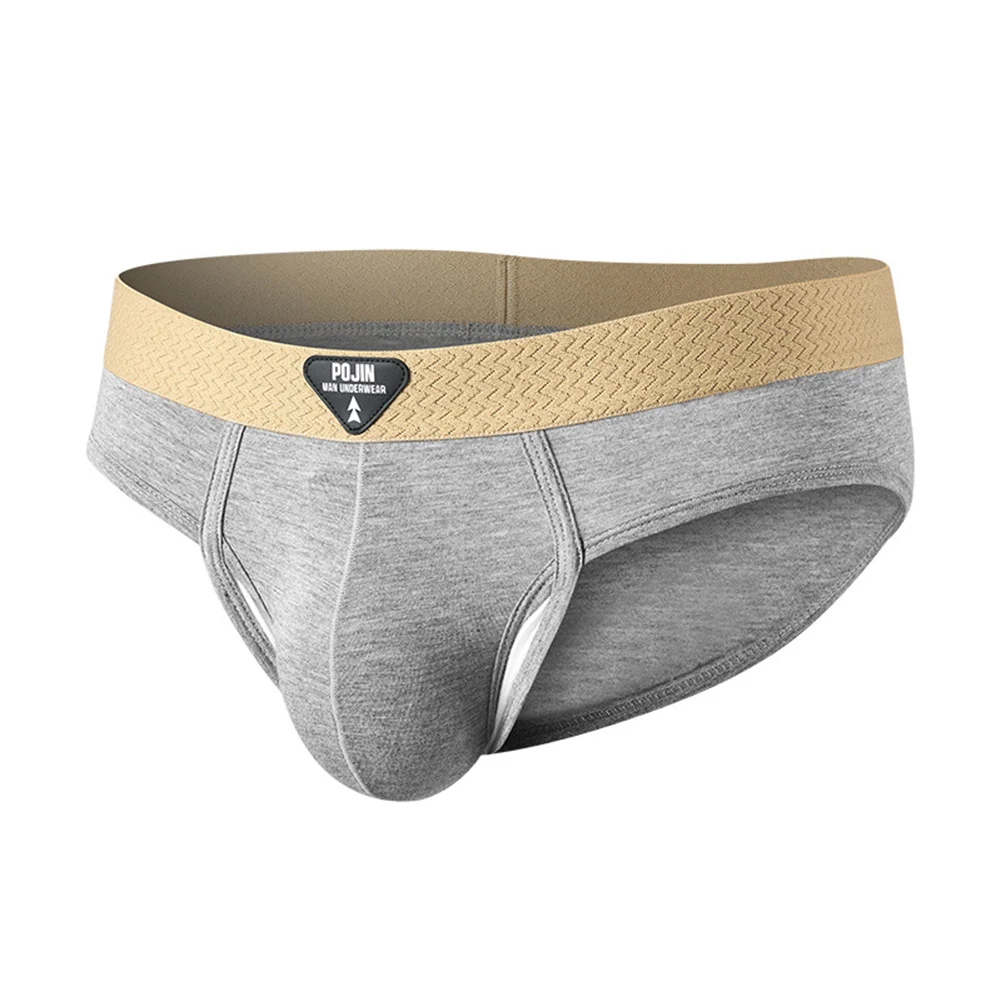 Breathable Men Underpants Men Separated Pouch Briefs Skin Friendly Texture 90 Fiber 10 Spandex Moisture Wicking Material