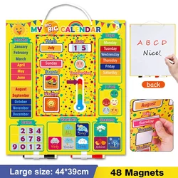 Magnetic Calendar Time Month Date Season Weather Learning Chart Board for Kid children Toddler Preschool Learning Toys