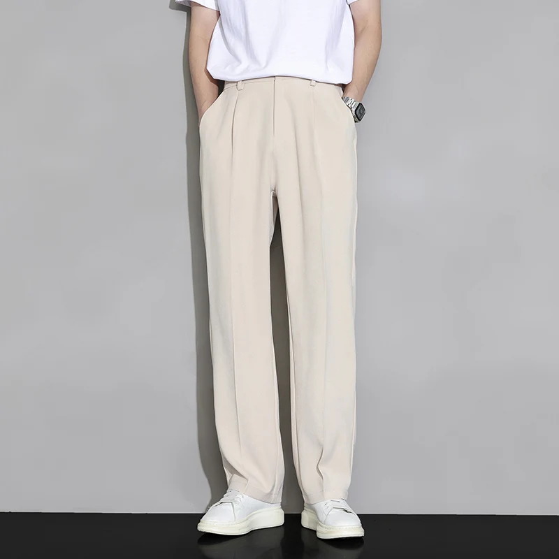 New Men Suit Pants Business Trousers  Casual Pant Solid Wide Leg  Straight Fashionable Streetwear Comfortable Fabric Oversize