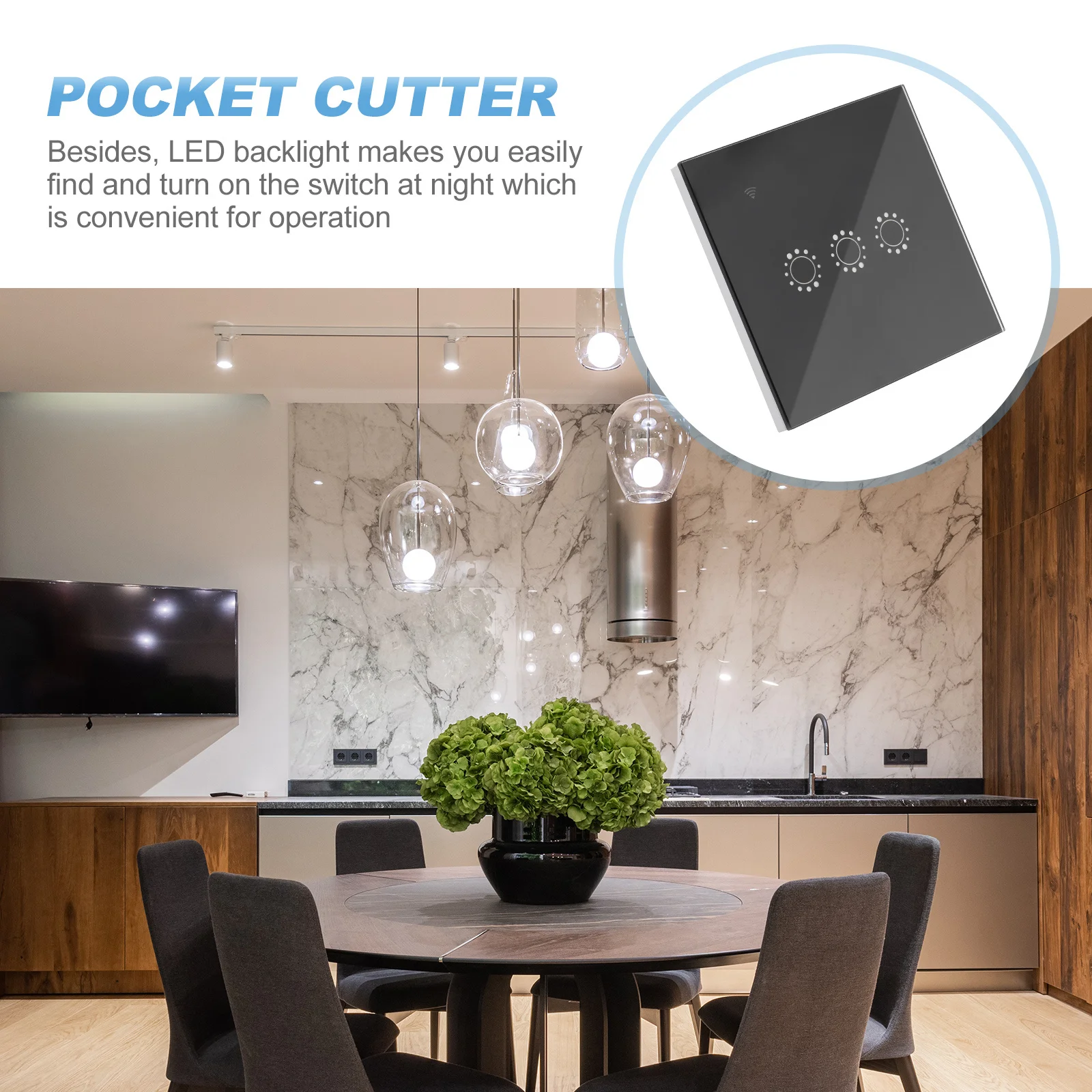 

Wireless Touch WiFi 3 Gang Switch Panel Black Toughened Glass Home LED Light Timer Home Wall LED Light