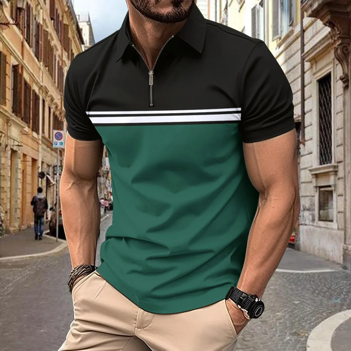 Summer new men\'s short-sleeved cotton casual men\'s T-shirt V-neck shirt Men\'s breathable Polo shirt S-3XL