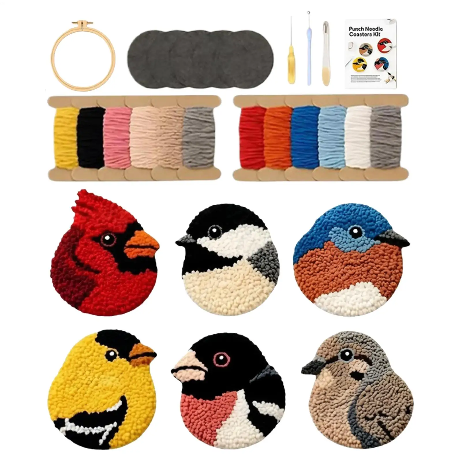 

Punch Embroidery Kit DIY Bird Coaster With Instructions Beginner Punch Needle Kits With All Supplies For Women Mom Kids Art