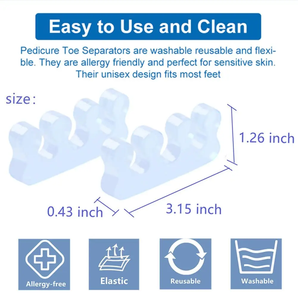 4Pcs Two Pairs Soft Gel Toe Separators for Bunion Comfort Pedicure Toe Spacers Toenail Dividers for Nail Polish Salon Home Use