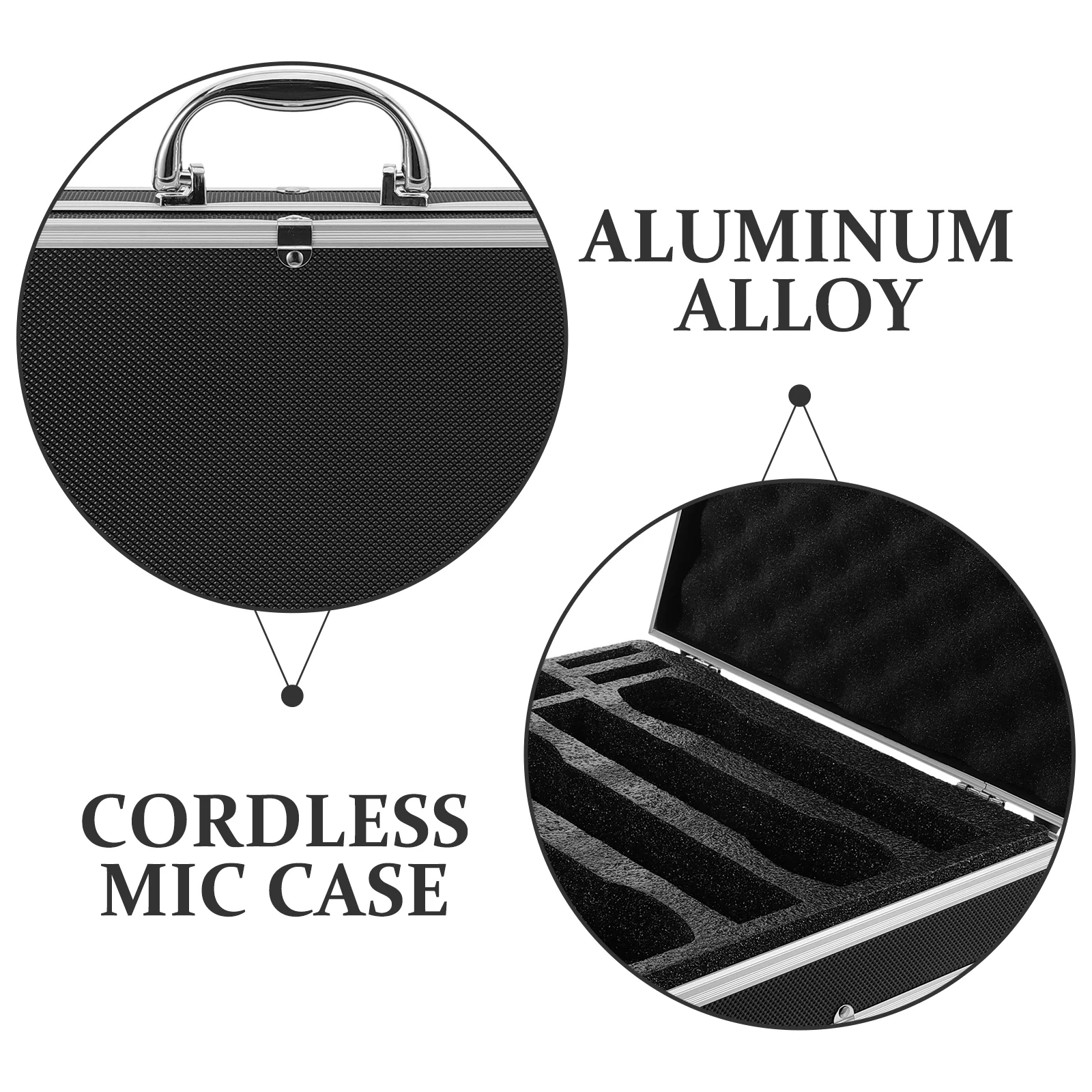 4pcs Handheld Wireless Microphone Protective Aluminum Case Hard Box Scratch Shock Dustproof Mic Storage ganizer Handle