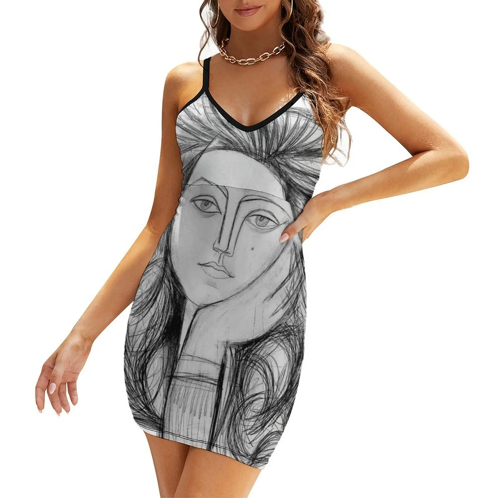 

FRANCOISE 1946 : Vintage Abstract Charcoal Print Sling Dress womans clothing wedding dresses for parties Party dresses for women