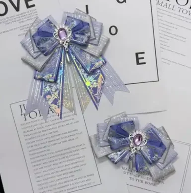 أنيمي الحب والفضاء العميق كاليب رافاييل كزيفير سيلوس تأثيري اليدوية Bowknot دبوس الشعر فراشة عقدة أغطية الرأس تزين هدية عيد الميلاد