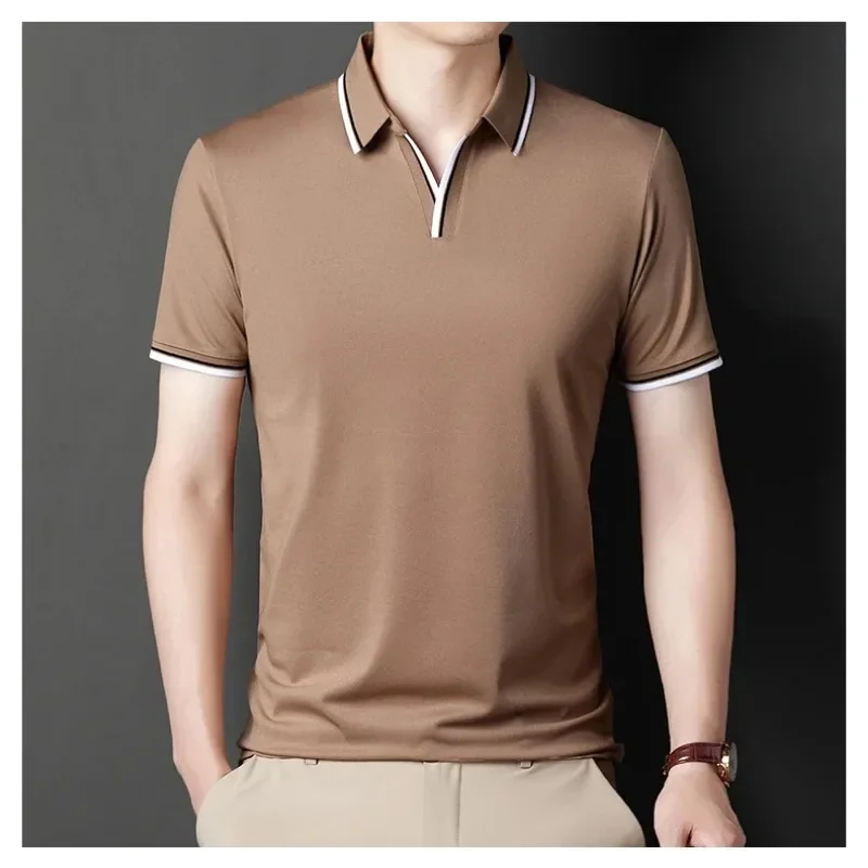 

New Arrival Summer Men's Polo Shirts High Quality Short Sleeve Solid Color Business Casual Male T-shirts Fashion Man Tees 4XL