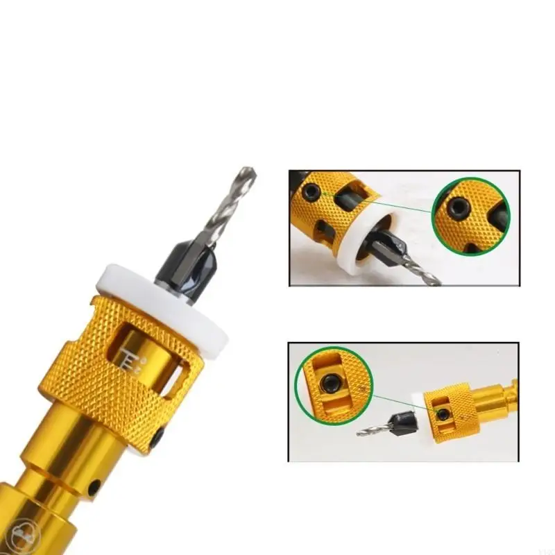 Countersink Drill Bit Collection with Replaceable Tapered Bits and Adjustable Depth Stop for Woodworking Enthusiasts Y4QC