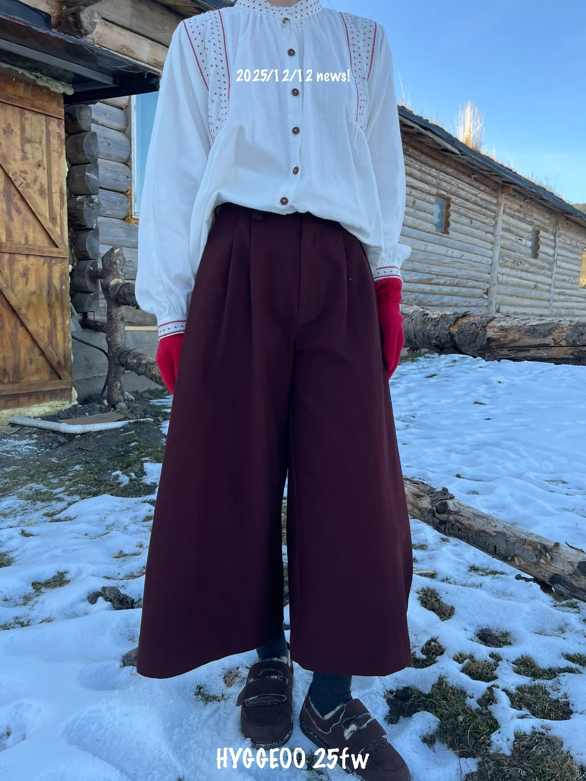 

HYGGEOO 25fw "Evereen" High Waist Wide Leg Nine-Tenths Pants Good Fit 3D Cutting Cotton Casual Trousers for Women