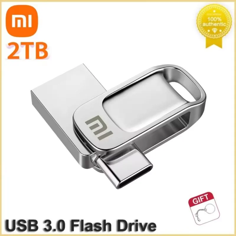 USB-накопитель Xiaomi TYPE-C, 2 ТБ, флэш-накопитель для телефона Android, 256/512G, металлический зажим, ручка, вращающийся U-диск, U-накопитель