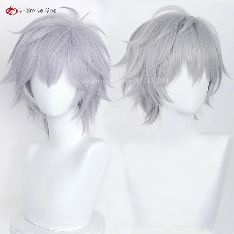 32cm Short Kaworu Nagisa Cosplay Wig EVA Kaworu Nagisa Silver Grey Heat Resistant Hair Halloween Costume Anime Wigs Wig Cap