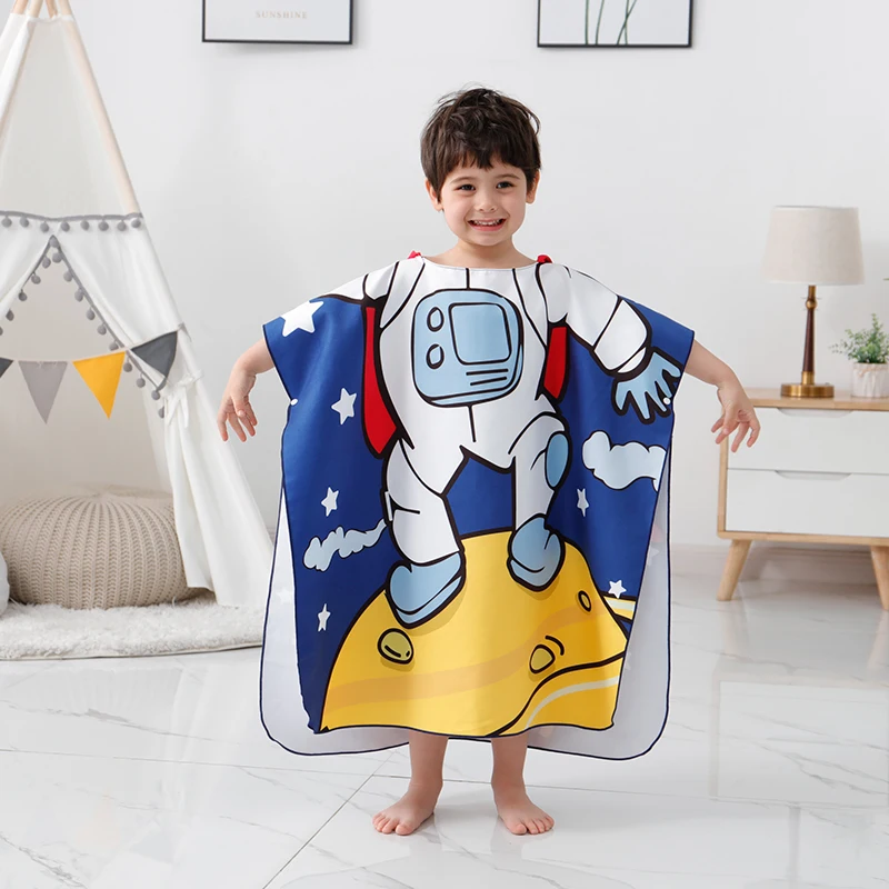 

2-10 years 2022 New Children's Cape Beach Swimming Pool Boy Spaceman Cape Print Swimsuit Baby Cape Boys Girls Robe Cloak Summer