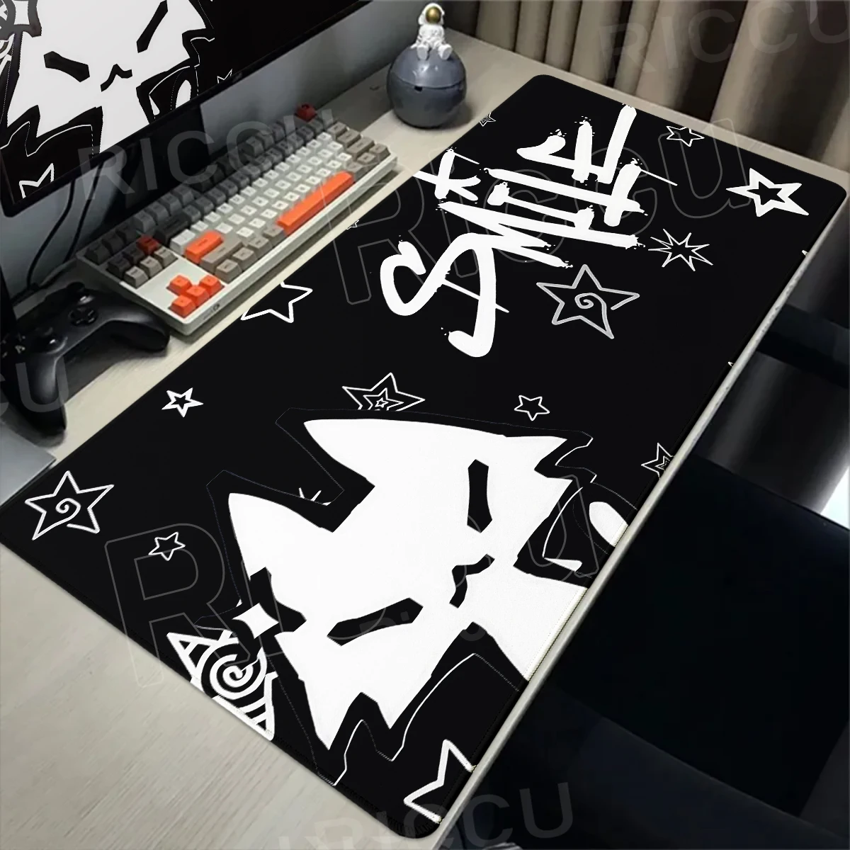 Einfaches Design Niedliches Goth-Katzen-Mauspad Bürozubehör Schreibtischunterlage Dunkler Punk Großes Mauspad PC-Gaming Tastaturmatte HD XXL Teppich