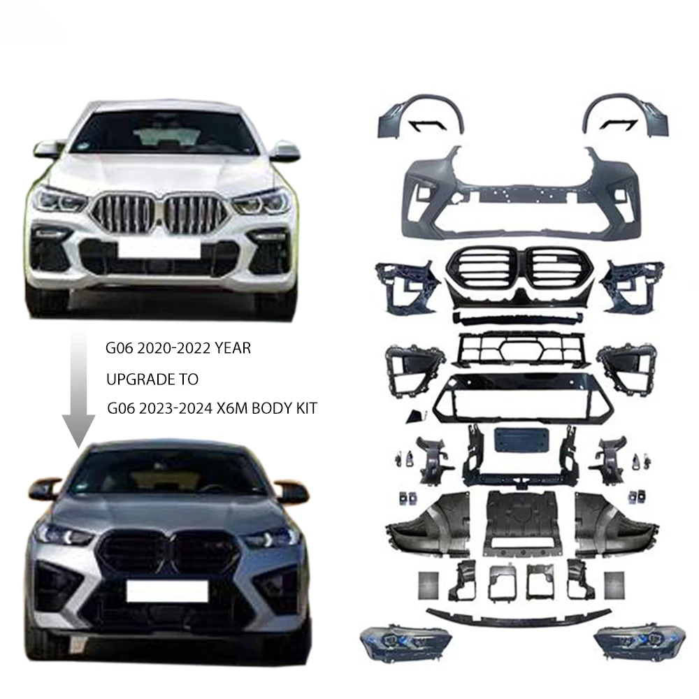 

STLF 2020-2022 BMWs X6 G06 Facelift Bodykit Upgrade with 2024 F96 LCI Front Bumper and Headlights