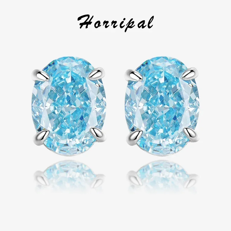 

5A Zircon Oval Stud Earrings for Women S925 Sterling Silver Plated 18K White Gold Fashion Shiny Luxury Engagement Jewelry Gifts