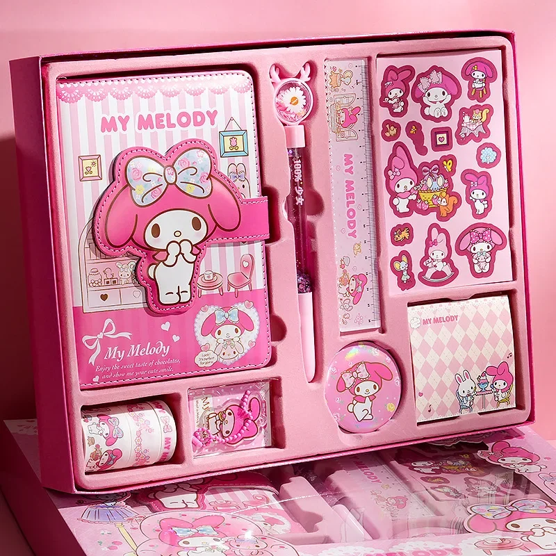 

Sanrio Kawaii My Melody Students Notebook Kuromi Anime Cartoon Fashionable Exquisite High-value Creative Stationery Set Gift Box