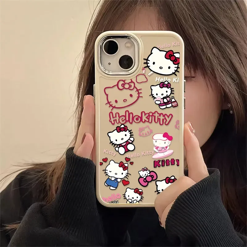 NOWE etui na telefon Sanrio Hello Kitty Kawaii do iPhone\'a 16 15 14 13 12 11 ProMax XR XS MAX 7 8 Plus Cute Cartoon Cover Y2K PINK Girl