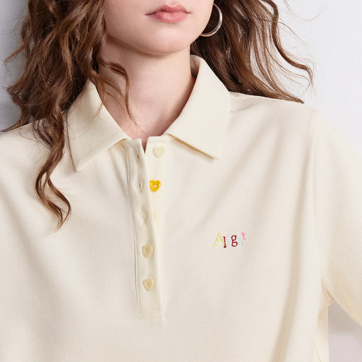 TOYOUTH Women T-shirt 2026 Summer New Breathable Bead Polo Shirt with Heart-shaped Button and Colorful Embroidery Top - Image 4