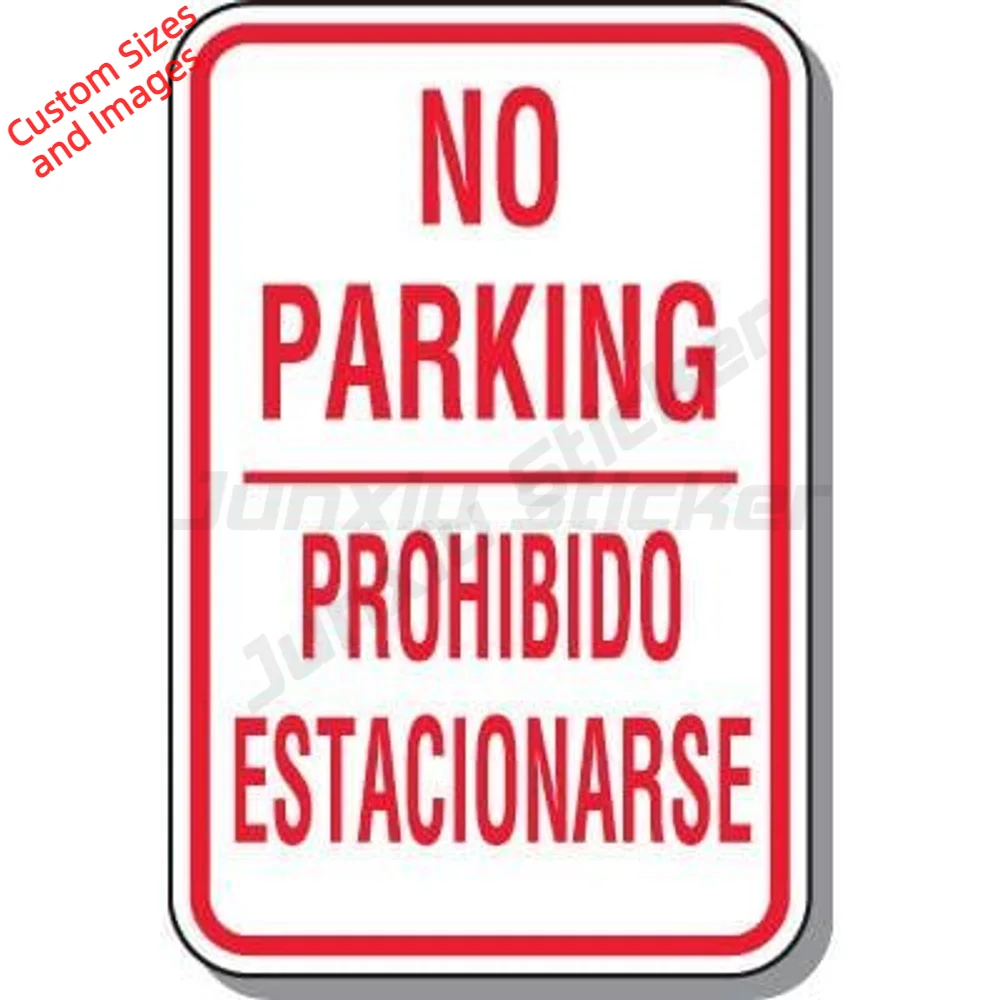 Bilingual No Parking Waterproof UV Protection PVC Sticker For Parking Lot Driveway And Garage Entrance Decal Traffic Notice