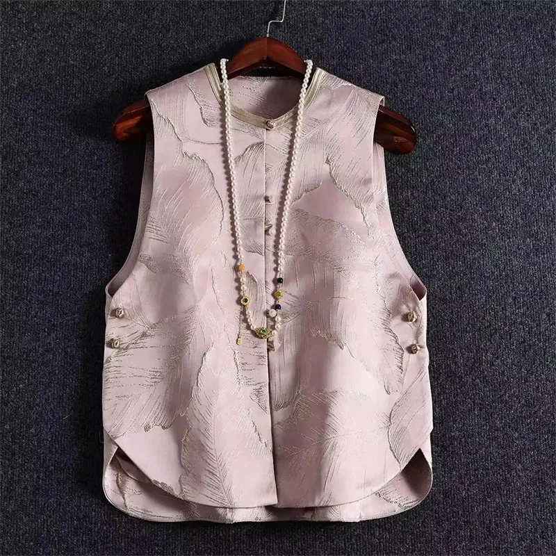 

Женский жилет-куртка: Новинка весенне-осеннего сезона, жаккардовый жилет-пальто, однобортный безрукавный жилет для женщин