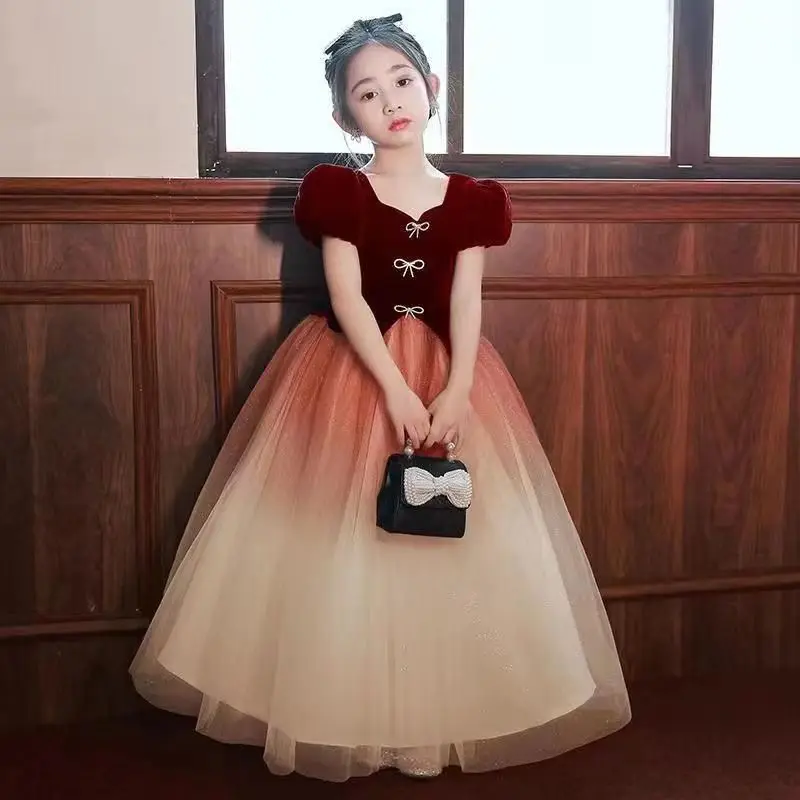 

Girl's Dress Birthday Short Princess Dress Piano Performance Dress Light Luxury Fashion Show Performance Dress LH189