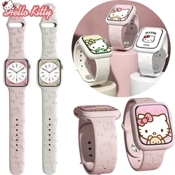 Original Sanrio Hello Kitty Leather Link for Apple Watch Band 45mm 41 44mm 40mm 49mm Bracelet IWatch 8 9 7 6 5 Strap Watch Strap