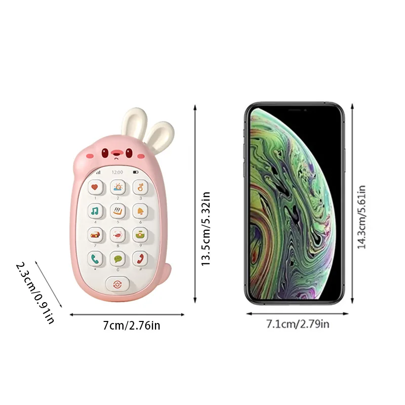 Teléfono interactivo de juguete para bebés: móvil de aprendizaje de educación temprana con música y diseño masticable para el desarrollo cognitivo de los niños pequeños