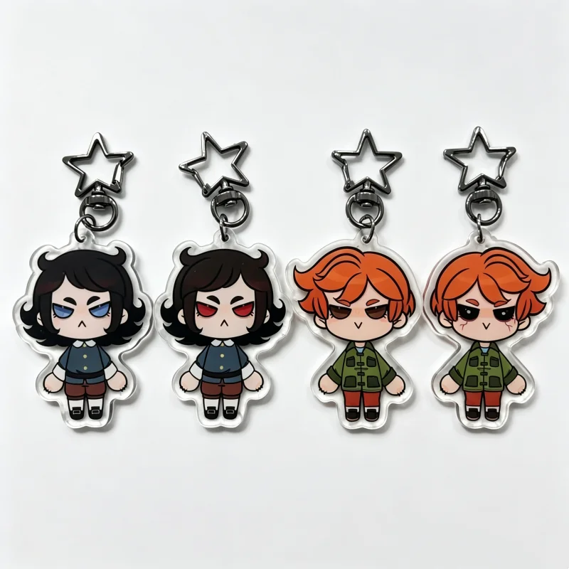 Haunted Hotel Acrylic Charms- Abaddon & Esther Freeling Double-Sided Keychain, Bag Charm & Collectible Gift for Horror Game Fans