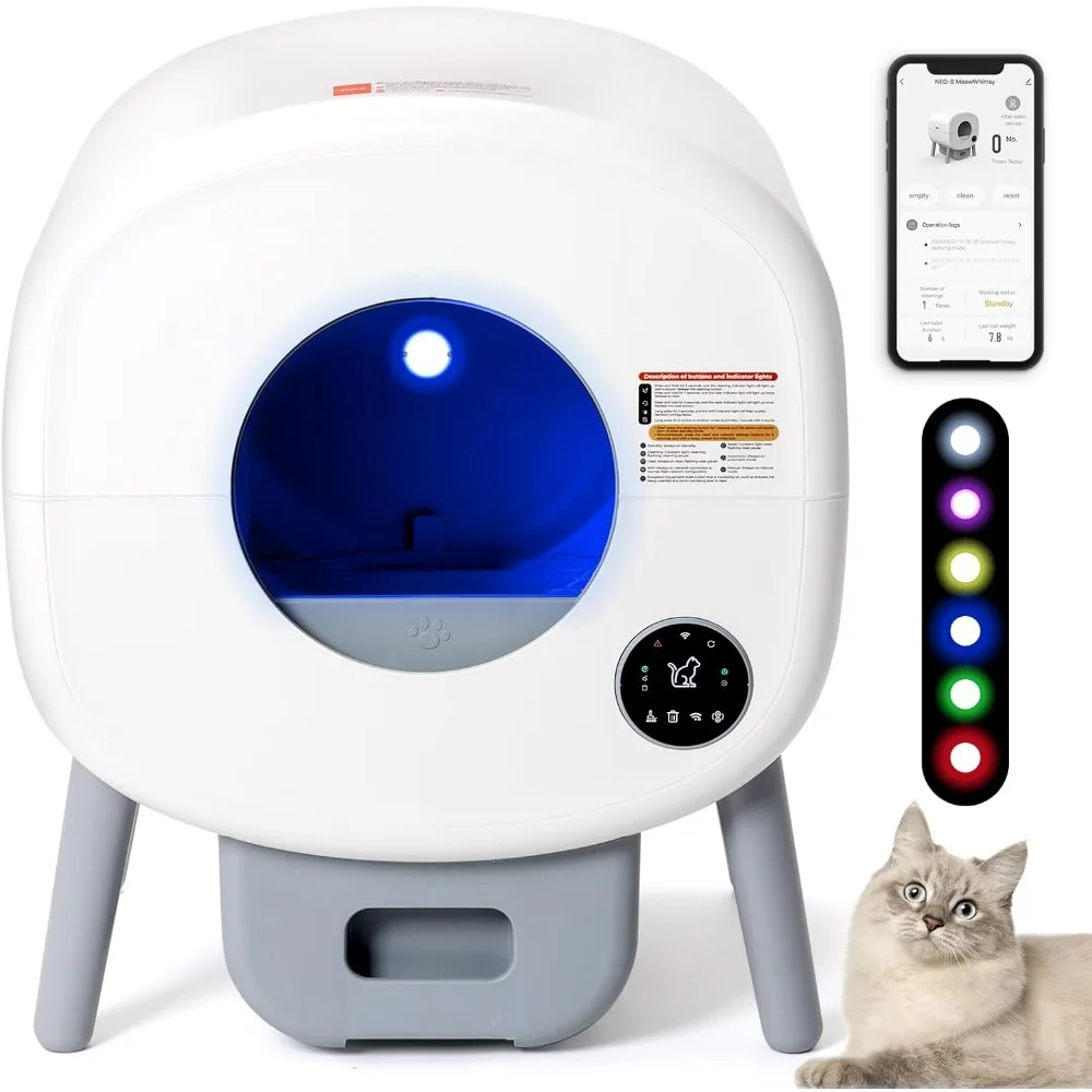 Self Cleaning Cat Litter Box: Extra Large Automatic Litter Box for Multiple Cats with Mat -Odor-Free Waste Disposal Cat Box with