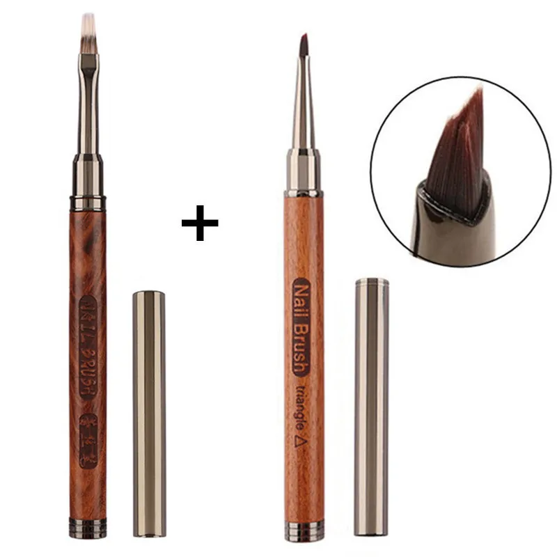 12Style 2PCS Triangular Petal Nail Brush Acrylic Nail Art Drawing Brush Grid Flower UV GEL Extension Builder Drawing Pen