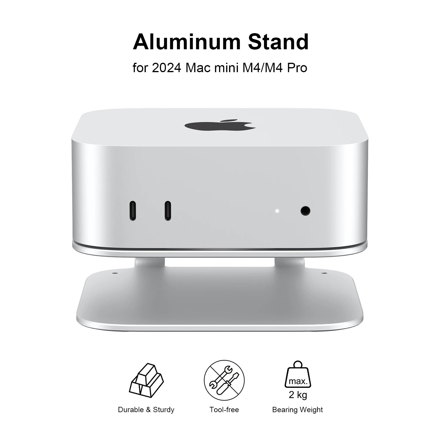 Qwiizlab Aluminum Stand for Mac mini M4 and M4 Pro 2024, Anti-Scratch, Anti-Slip, Avoid Overheating, Durable and Sturdy (Silver)