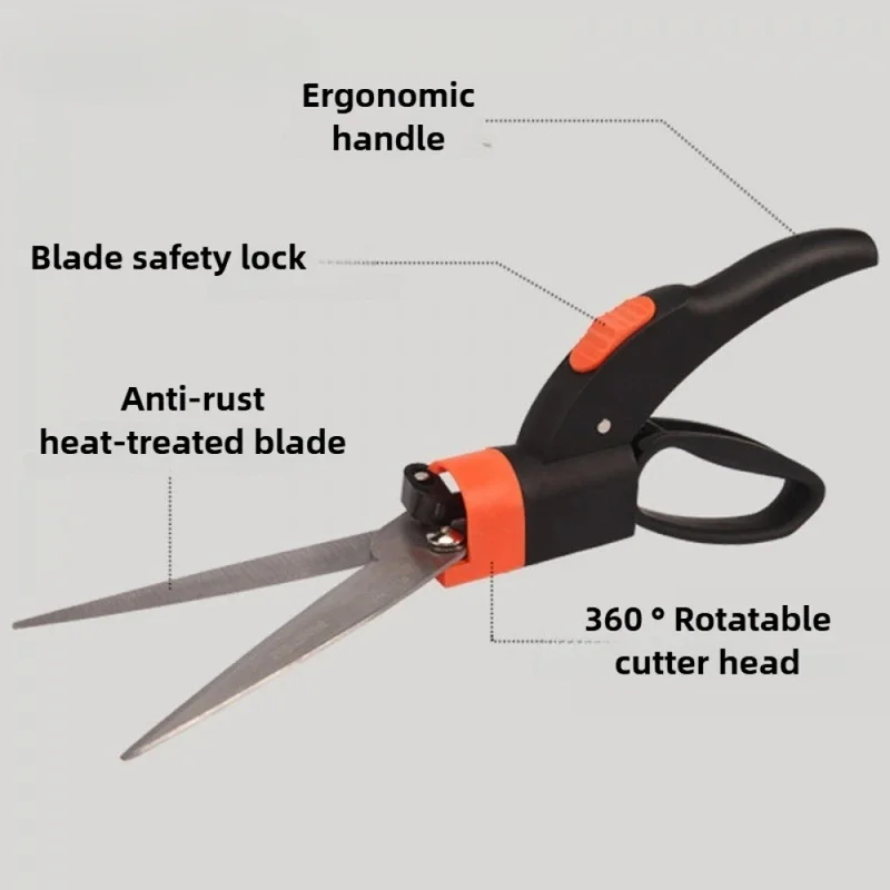 Lawn Pruning Scissors Rotatable Gardening Hand Pruner Hedges Bonsai Weeds Pruning Shears Trimming Tools