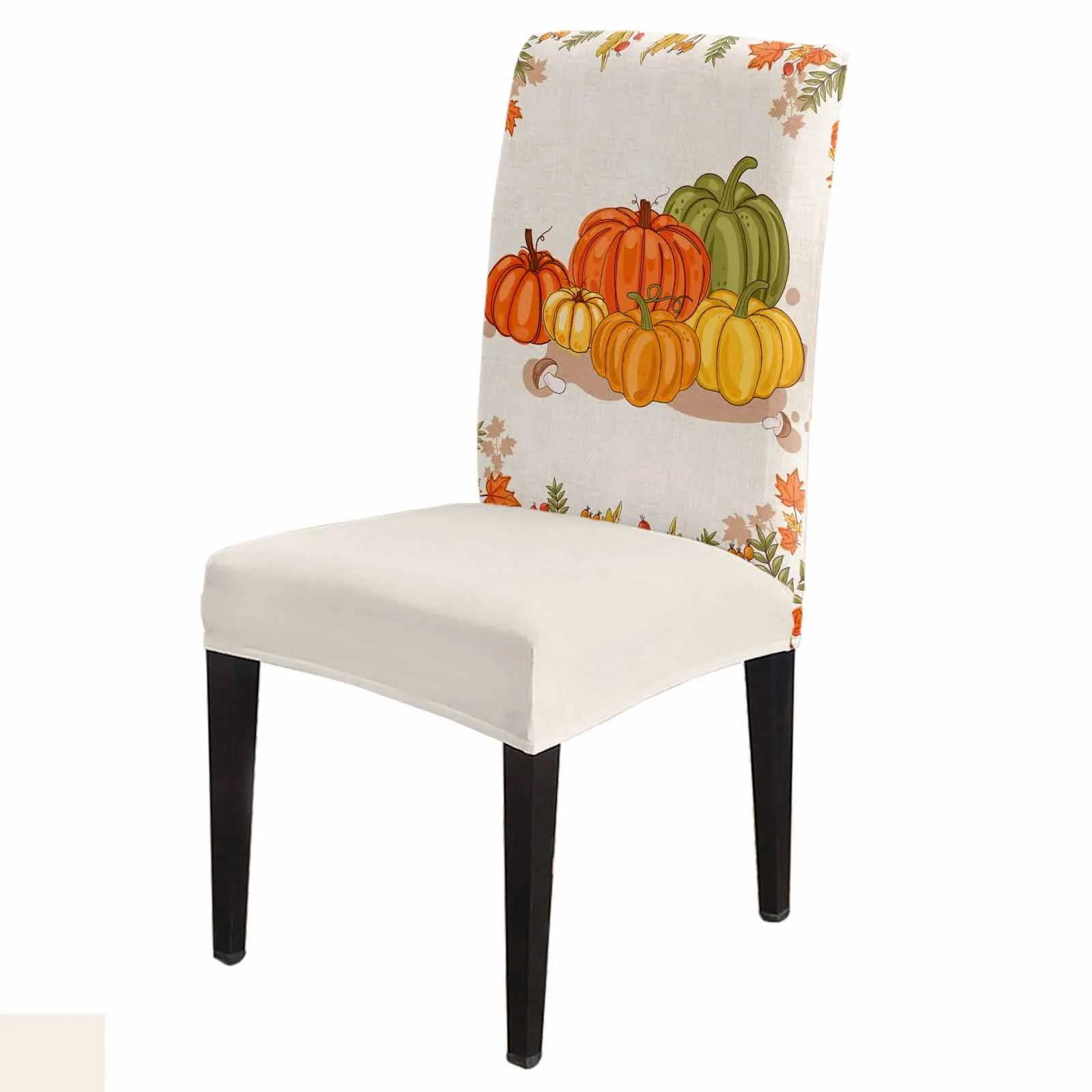 Maple Leaf Pumpkin Mushroom Stretch Chair Cover Hotel Dining Room Banquet Wedding Party Elastic Seat Chair Covers